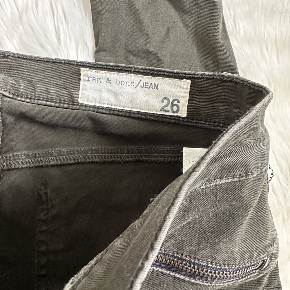 Rag & bone Ridley Moto skinny jeans wax olive dark green size 26 - Picture 4 of 5